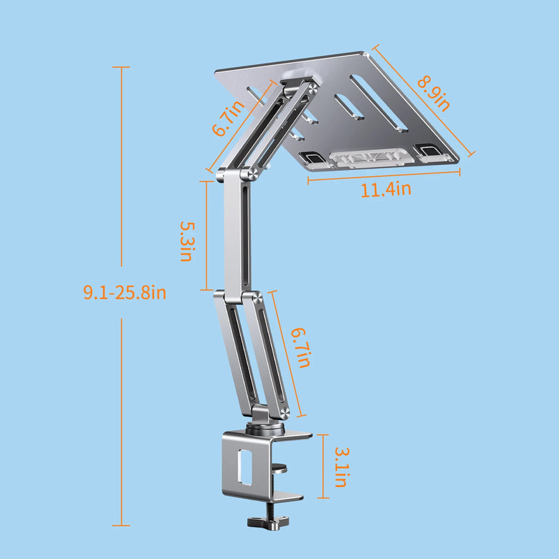 Oatsbasf Laptop Stand Clamp Tablet Hightening Support Holder Book Bracket Desktop Bed Lazy Stand 360°Rotating Reading Stand