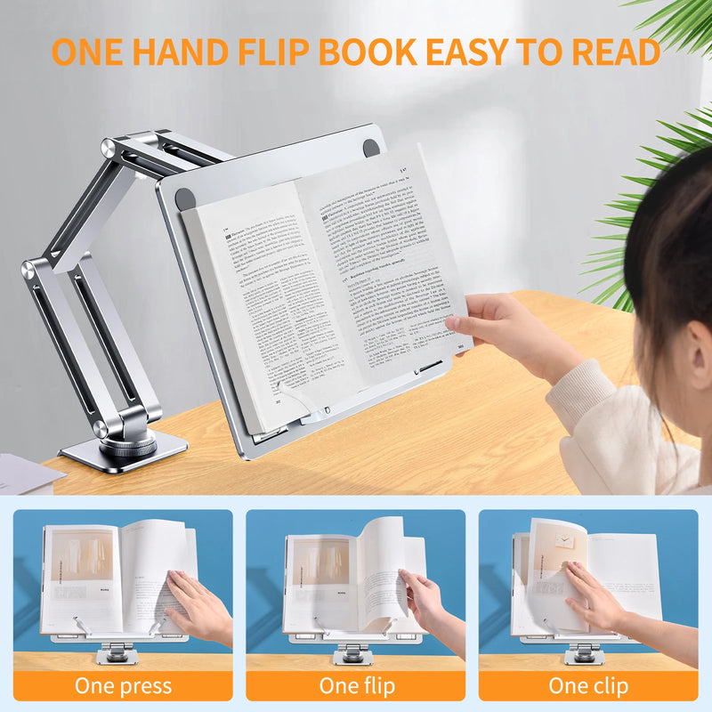 Oatsbasf Laptop Stand Clamp Tablet Hightening Support Holder Book Bracket Desktop Bed Lazy Stand 360°Rotating Reading Stand