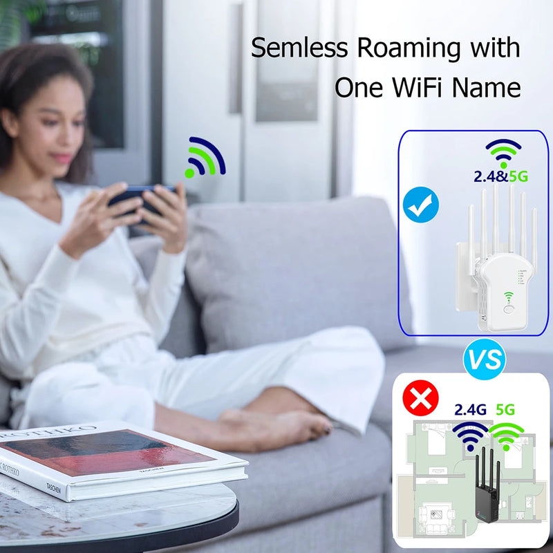 WI-FI REPEATER 1200 MBps DUAL BAND WIRELESS AMPLIFIER 2.4 5GHz