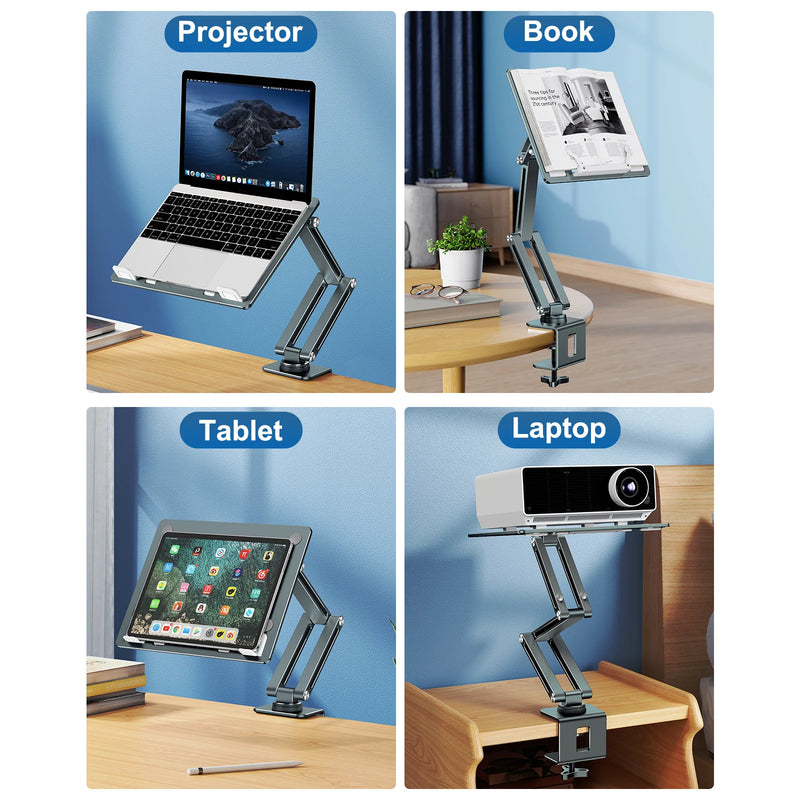 Oatsbasf Laptop Stand Clamp Tablet Hightening Support Holder Book Bracket Desktop Bed Lazy Stand 360°Rotating Reading Stand