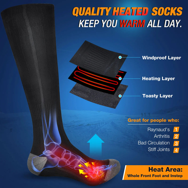 PAIR OF ELECTRIC HEATED SOCKS WITH ADJUSTABLE POWER BANK