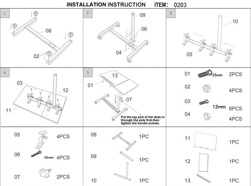 ADJUSTABLE ROTATING NOTEBOOK/LAPTOP TABLE