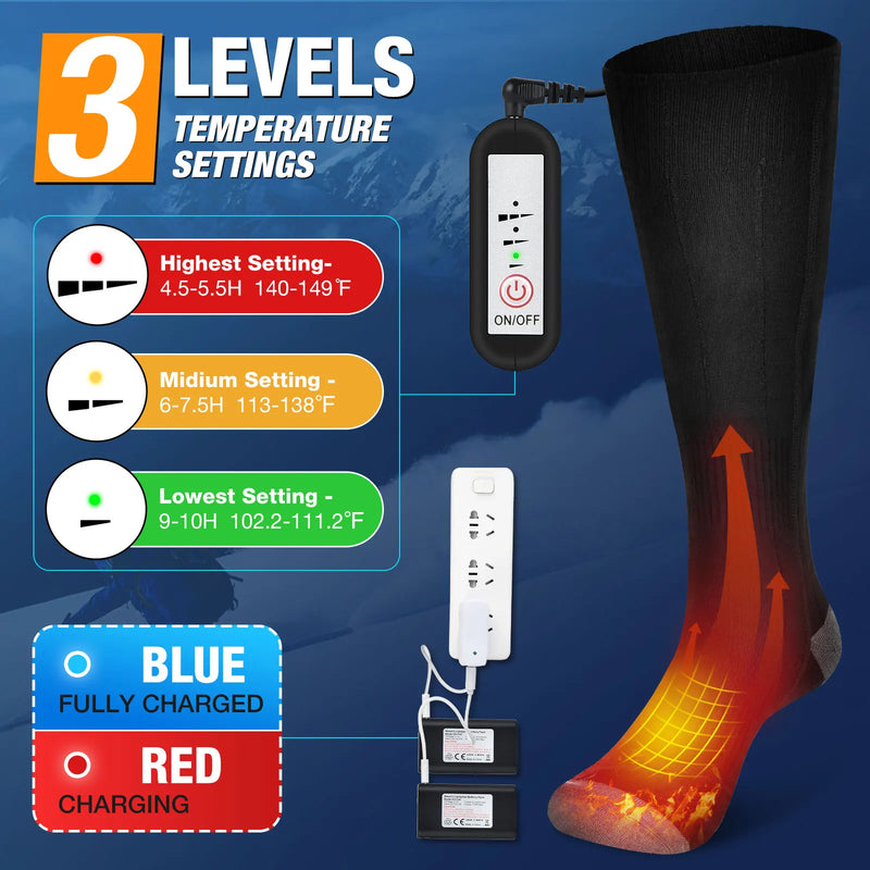 PAIR OF ELECTRIC HEATED SOCKS WITH ADJUSTABLE POWER BANK