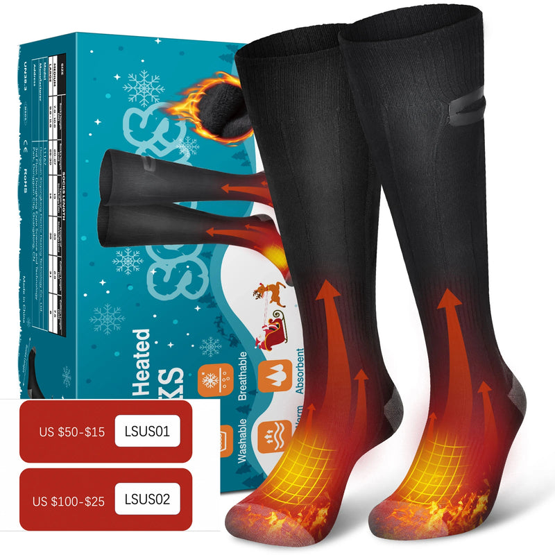 PAIR OF ELECTRIC HEATED SOCKS WITH ADJUSTABLE POWER BANK