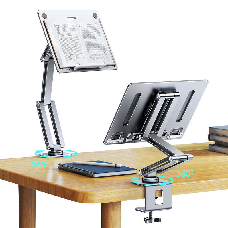 Oatsbasf Laptop Stand Clamp Tablet Hightening Support Holder Book Bracket Desktop Bed Lazy Stand 360°Rotating Reading Stand