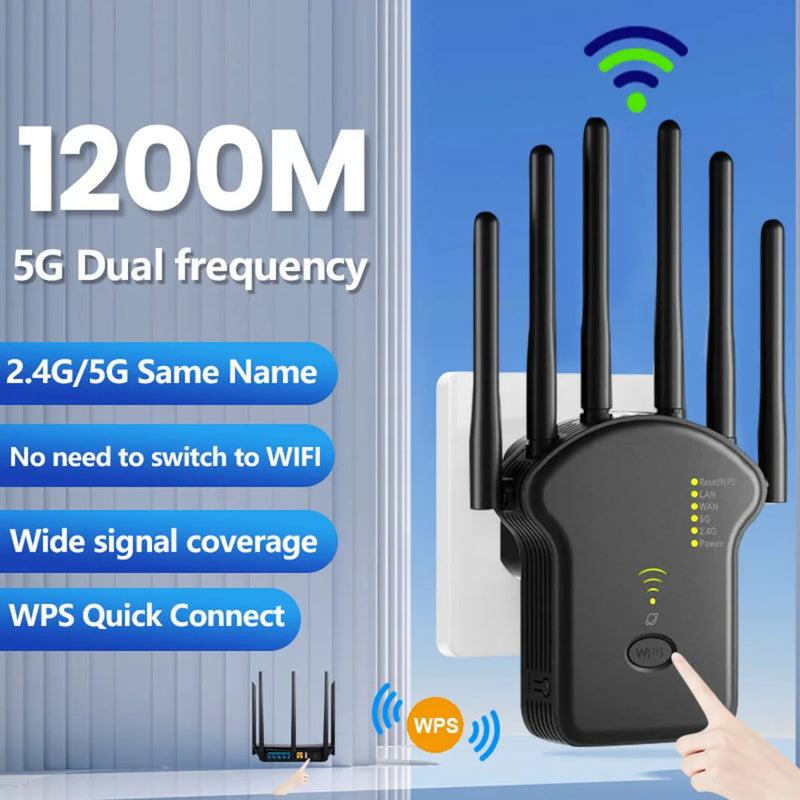 WI-FI REPEATER 1200 MBps DUAL BAND WIRELESS AMPLIFIER 2.4 5GHz